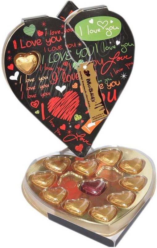 Moshiks 11 HEART BLACK BOX MILK CHOCOLATE Bars  (0.11 kg)