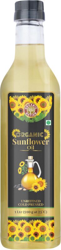 Organic Nation Sunflower Oil | Unrefined Cold Presses Oil | 100 % certified Organic Oil Sunflower Oil Plastic Bottle  (1 L)