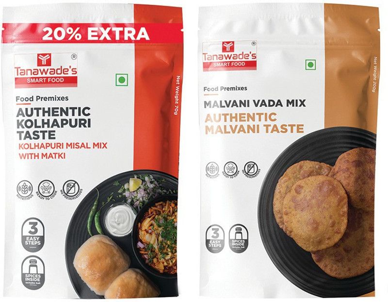 Tanawade's SMART FOOD Chatpata Combo-04, Instant Misal, Malvani Vada Mix, 270 g  (Pack of 2)