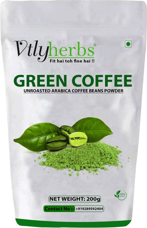 Vtlyherbs Unroasted Green Coffee Beans Powder For Fat Loss / Weight Loss Management Instant Coffee  (200 g, Green Coffee Flavoured)