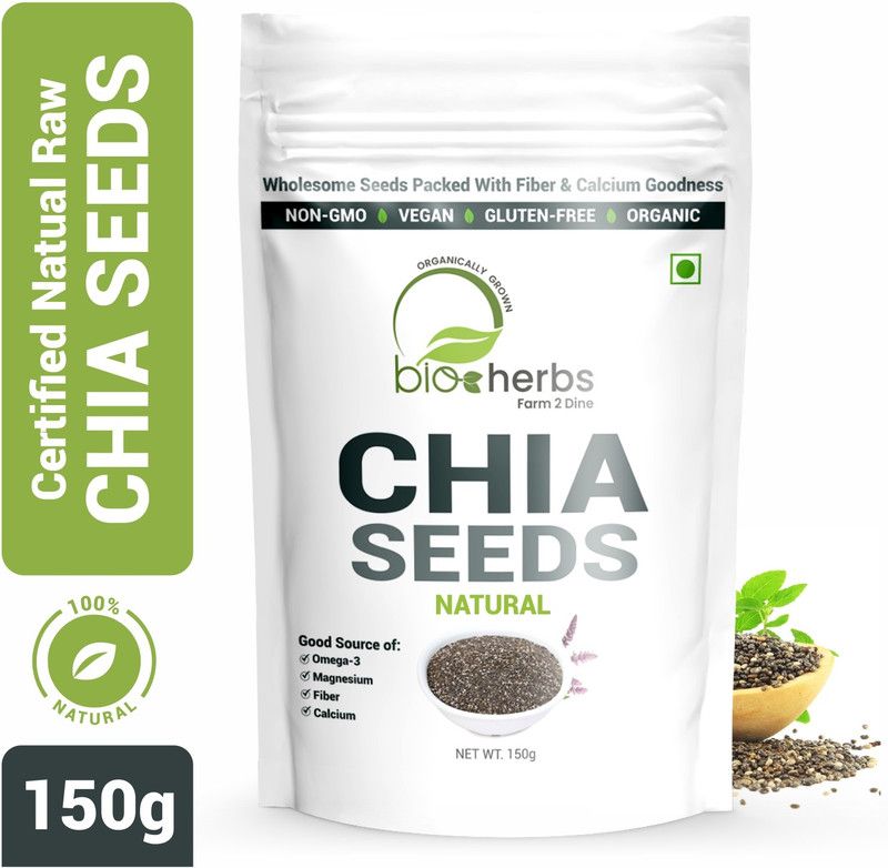 Bioherbs Certified Raw Chia Seeds for Weight Loss With Omega-3 Chia Seeds  (150 g)