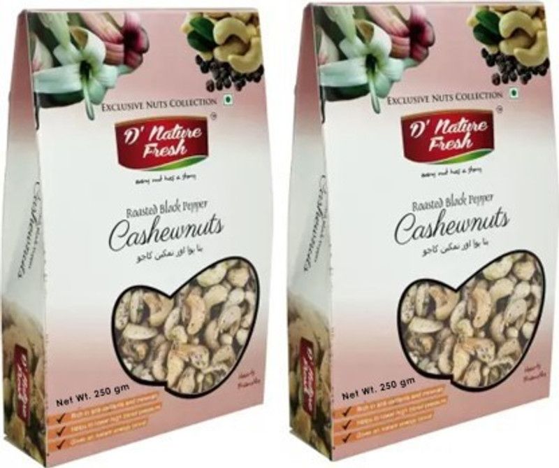 D NATURE FRESH New Trending Roasted Black Pepper Cashews  (2 x 250 g)