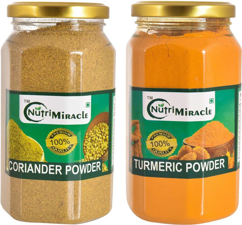 NUTRI MIRACLE Turmeric Powder 300 gm Coriander Powder 250 gm | Haldi Powder , Dhania Powder  (2 x 275 g)