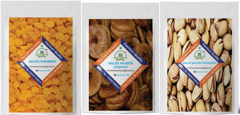 BalSo Kishmish (750g) Pista (750g) Anjeer (750g) DryFruit Pack Of 3 Pistachios, Figs, Raisins  (3 x 750 g)