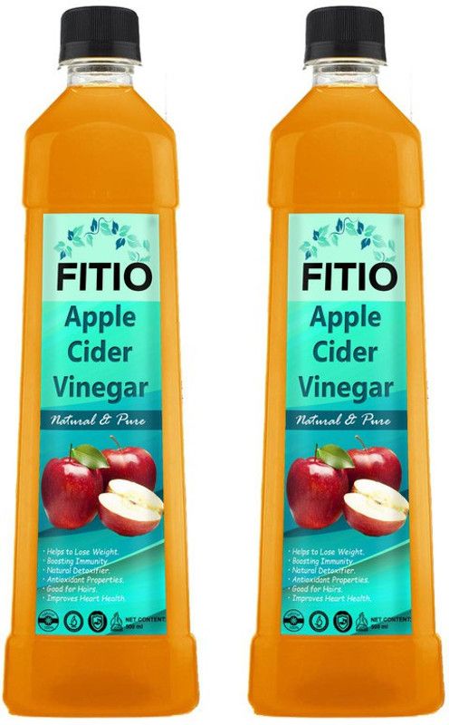 FITIO Nutrition Organic Apple Cider Vinegar with Mother for Weight Loss Vinegar (S) (Pack Of 2) Vinegar  (2 x 500 ml)
