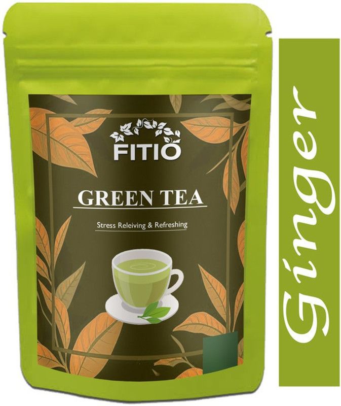 FITIO Green Tea for Weight Loss | 100% Natural Green Loose Leaf Tea | Ginger Flavor Green Tea Pouch Premium (T419) Green Tea Pouch  (1400 g)