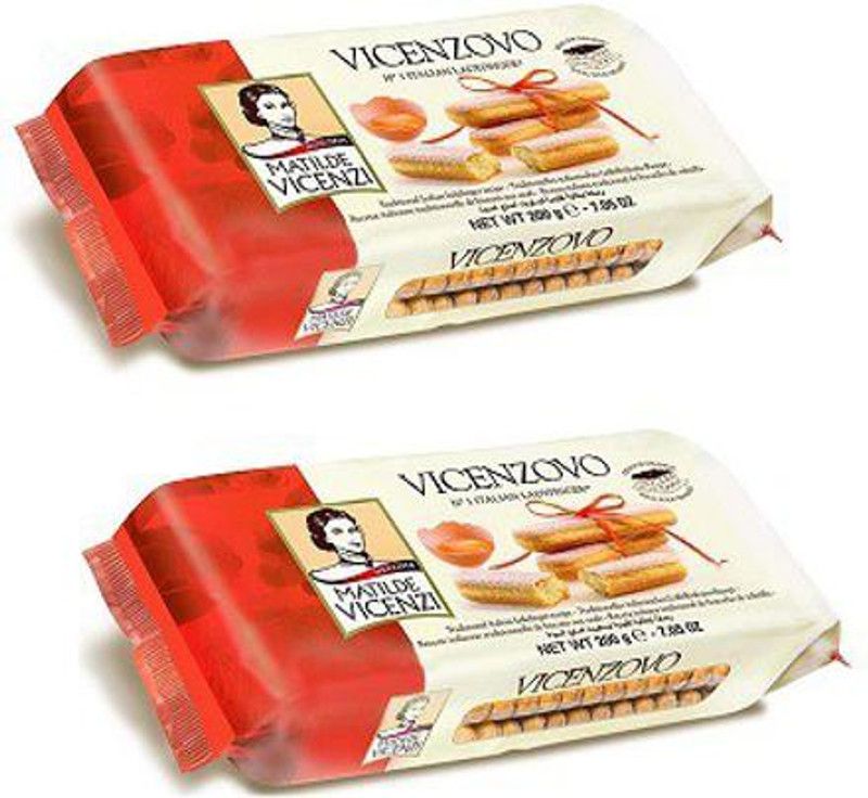 VICENZOVO NO 1 ITALIAN LADY FINGER BISCUITS IMPORTED 200gms ( Pack of 2 ) 400gms Cookies  (400 g, Pack of 2)