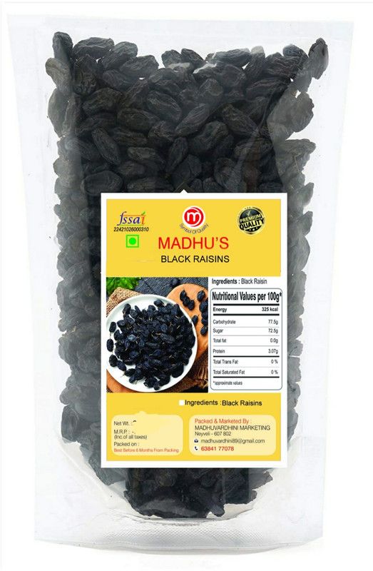 Madhus black raisins 1000gm / raisins 1kg Raisins  (2 x 0.5 kg)