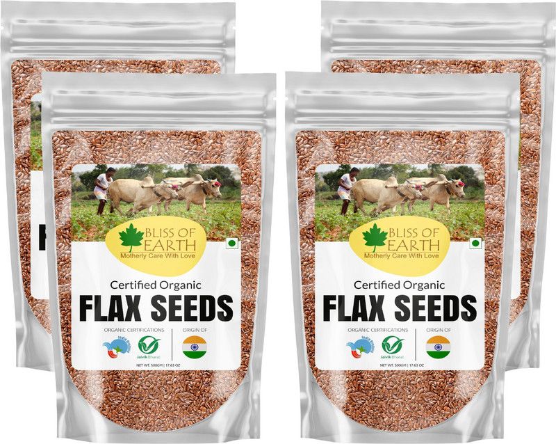 Bliss of Earth Organic Flax Seed 4x1kg Raw Super food for Weight Loss (Pack of 4) Brown Flax Seeds  (4 kg, Pack of 4)