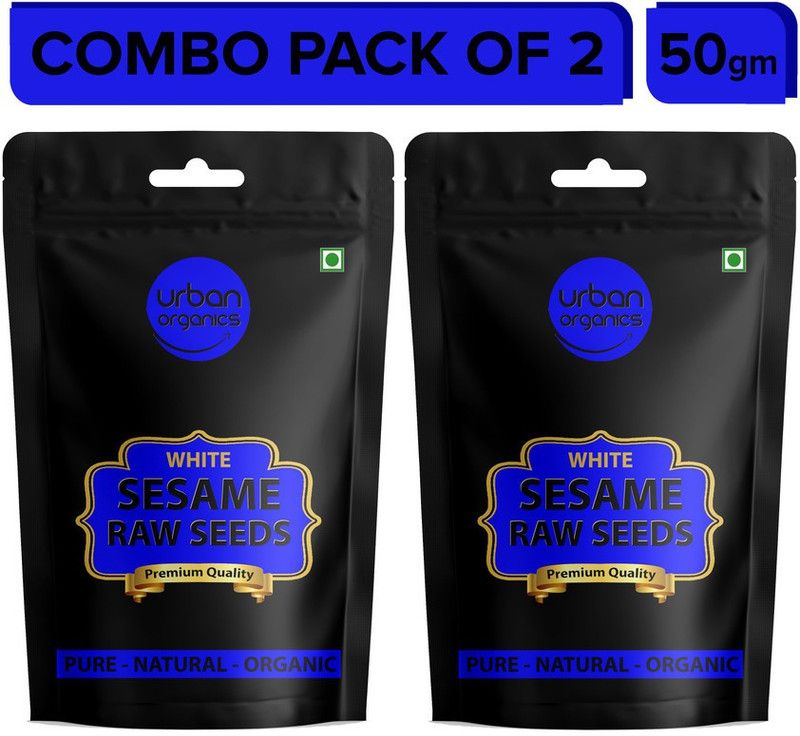 Urban Organics Combo of White Sesame Seeds Fresh and Natural |Safed Til| Hulled Sesame White Sesame Seeds  (100 g, Pack of 2)