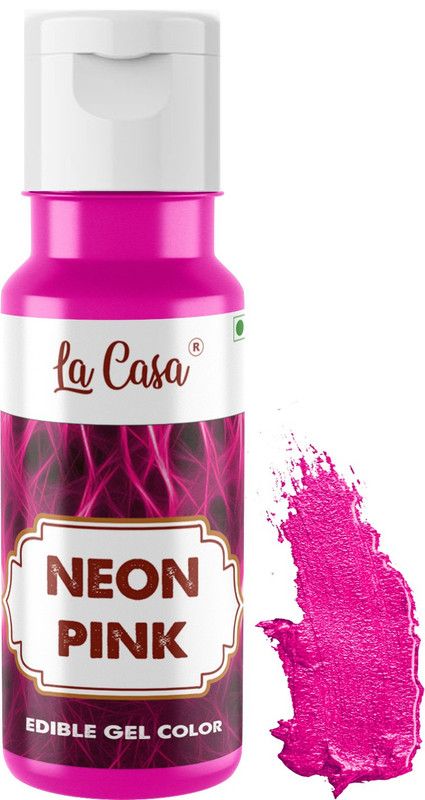 La Casa Edible Neon Gel Color - PINK | For Icing, Fondant, Slime & Baking | 40ml | Icing  (40 ml)