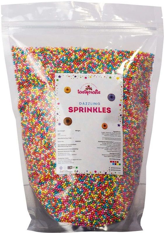 TastyCrafts Metallic Sprinkles-Dazzling Ball,1.5 mm|Edible Colour Balls-Multicolor, 500GM Sprinkles  (500 g)