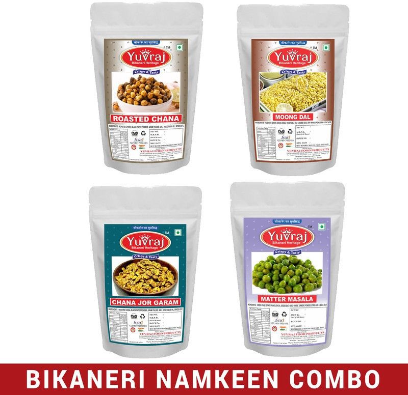 Yuvraj Food Product chakhna mix Black channa | moong dal | channa jor gram | matar ( 350 Gm x 4 )  (4 x 350 g)