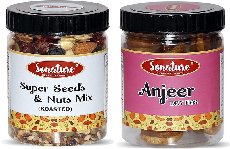 Sonature Super Value Pack Best Quality Combo Pack Of Nuts Seeds, Figs Combo  (500 Gram)