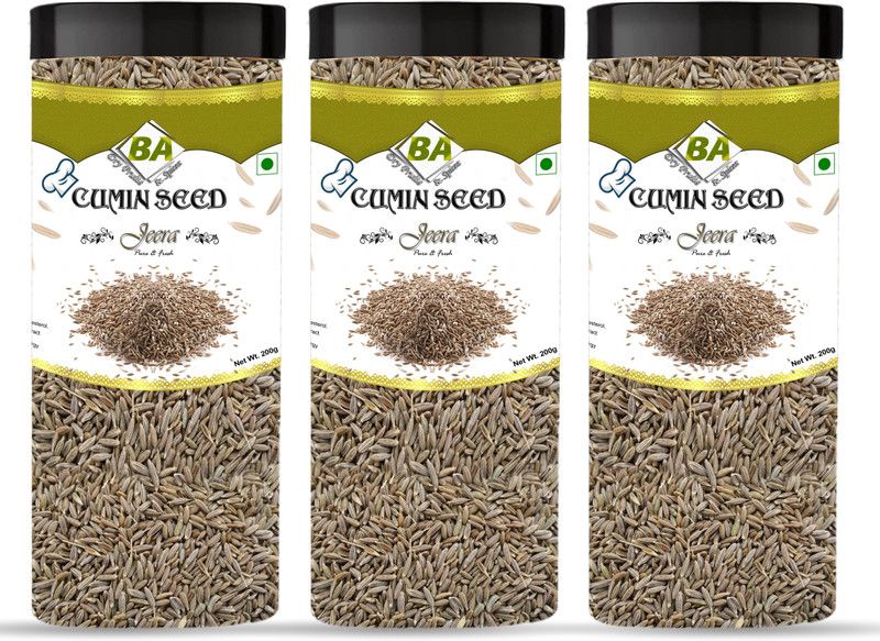 BA Dryfruits and Spices Premium Whole Jeera Cumin Seeds 600g (Pack Of 3-200g Each)  (3 x 200 g)