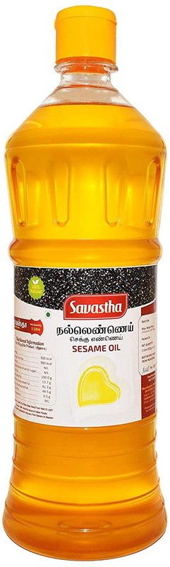 Savastha Sesame Cooking Oil | Natural Wood Cold Pressed | Gingelly Til | Cholesterol Free Sesame Oil PET Bottle  (1000 ml)