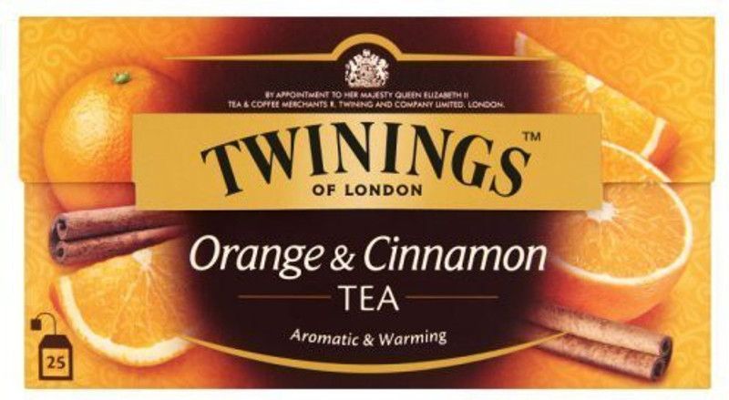 TWININGS Black Tea Orange & Cinnamon Flavor 25 Tea Bags (Imported), 50g Black Tea Bags Box  (50 g)