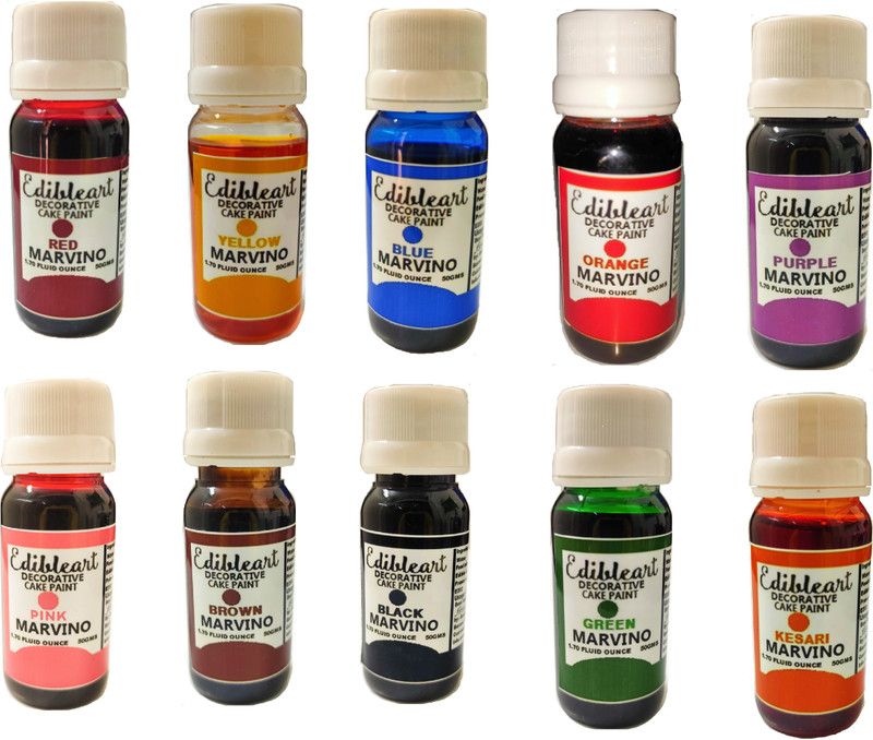 Marvino Food Edible Colours (Pack of 10 Type A) Multicolor  (500 g)