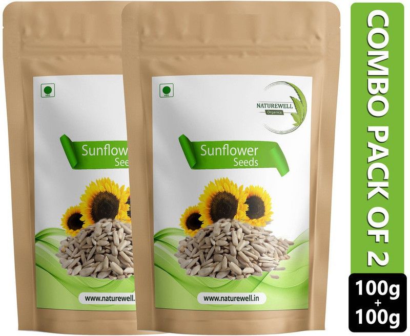 Naturewell Organics Twin Pack of Sunflower Seeds for Eating Protein and Fibre Rich Superfood Sunflower Seeds  (200 g, Pack of 2)