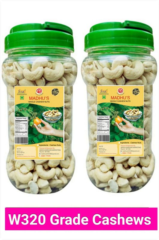 Madhus W320 Cashews 1000g Cashews  (2 x 0.5 kg)
