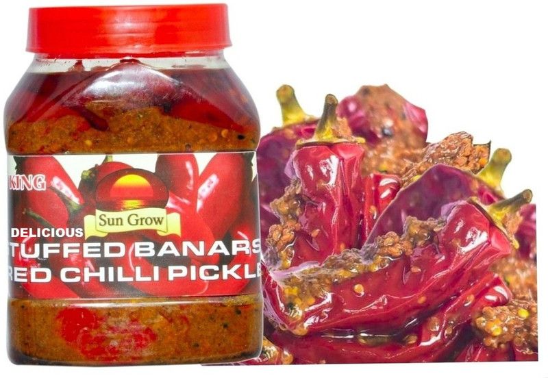 Sun Grow Premium Quality Mothermade Homemade Organic Delicious Stuffed Banarasi Red Chilli Pickle Traditional Banarasi Flavor Tasty & Spicy (Real Taste of Banarsi Pickle) 1Kg Red Chilli Pickle  (1 kg)