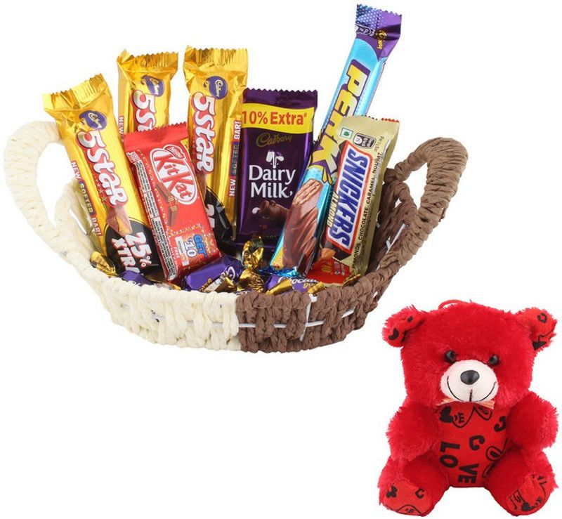SurpriseForU Chocolate Gift | Valentine's Day Special Teddy Gift | Chocolate Gift Hamper|444 Combo  (Chocolate And Teddy)