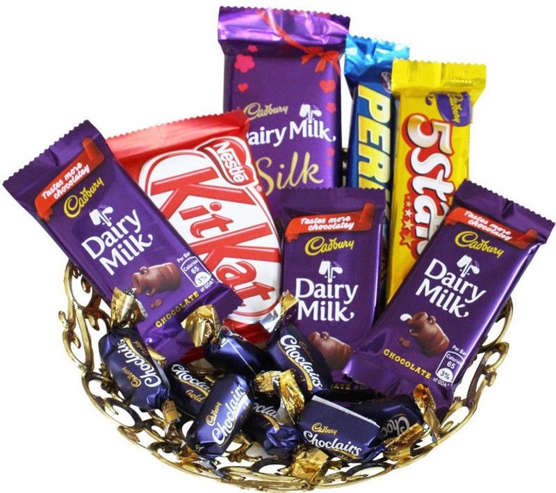 SurpriseForU Chocolate Gift | Delicious Chocolate Gift Basket Combo  (Tray-Perk-SilkChooclate-Kitkat-DairyMilk-5Star-5Choclairs)