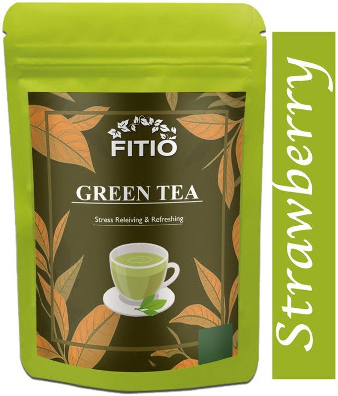 FITIO Green Tea for Weight Loss | 100% Natural Green Loose Leaf Tea | Strawberry Flavor Green Tea Pouch (T1250) Green Tea Pouch  (3000 g)