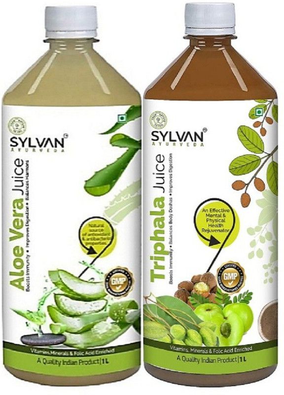 SYLVAN AYURVEDA ALOE VERA JUICE 1L & SYLVAN TRIPHALA JUICE 1L | COMBO PACK  (2 x 1000 ml)