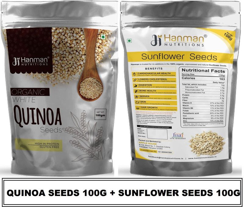 Hanman Nutritions Quinoa Seeds, Quinoa for Weight Loss, Quinoa Gluten Free with Sunflower Seeds  (200 g, Pack of 2)