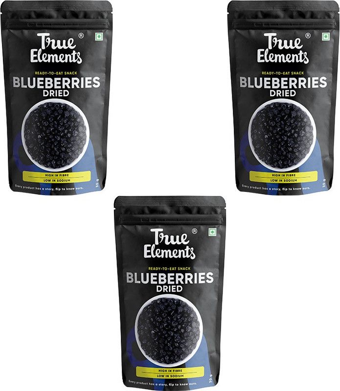 True Elements Dried Blueberries Blueberry - Healthy Snack, Ready to Eat Berries, Fiber Rich Blueberry  (3 x 30 g)