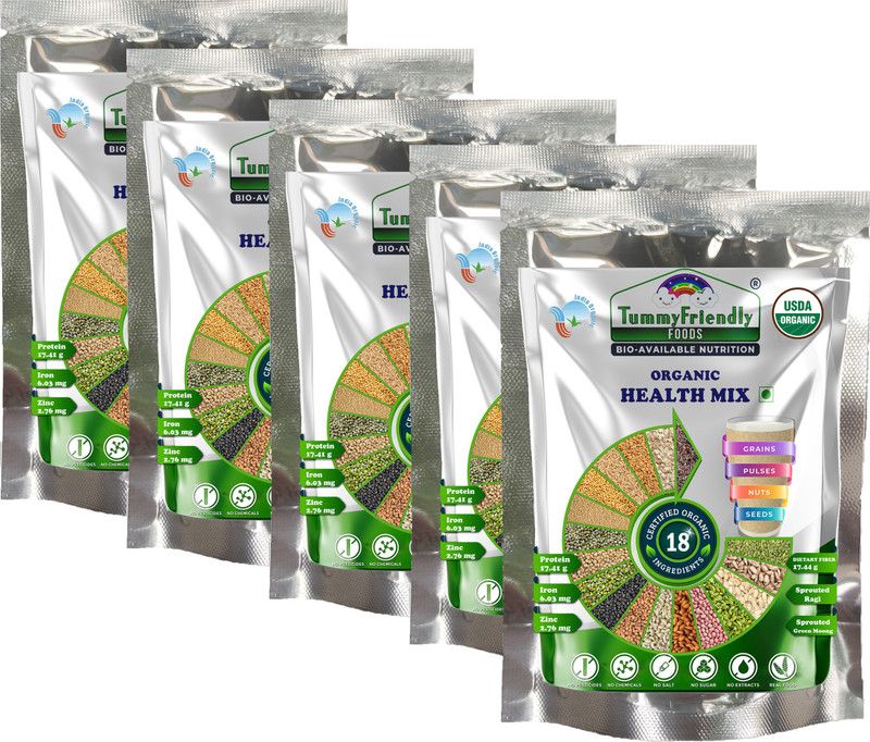 TummyFriendly Foods 100% Organic Health Mix for Kids and Adults. No Chemicals, No Pesticides, No GMO 500 g  (Pack of 5)