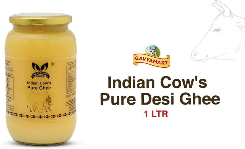 Gavyamart Indian Cow's Pure Desi Ghee Oldest Kankrej cow's a2 Ghee Pure, Natural & Healthy Ghee 1 L Glass Bottle