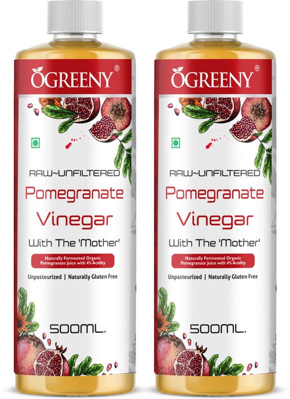 OGREENY Organic Pomegranate Cider Vinegar With Mother 1000 ml Pack of 2 Vinegar  (2 x 500 ml)