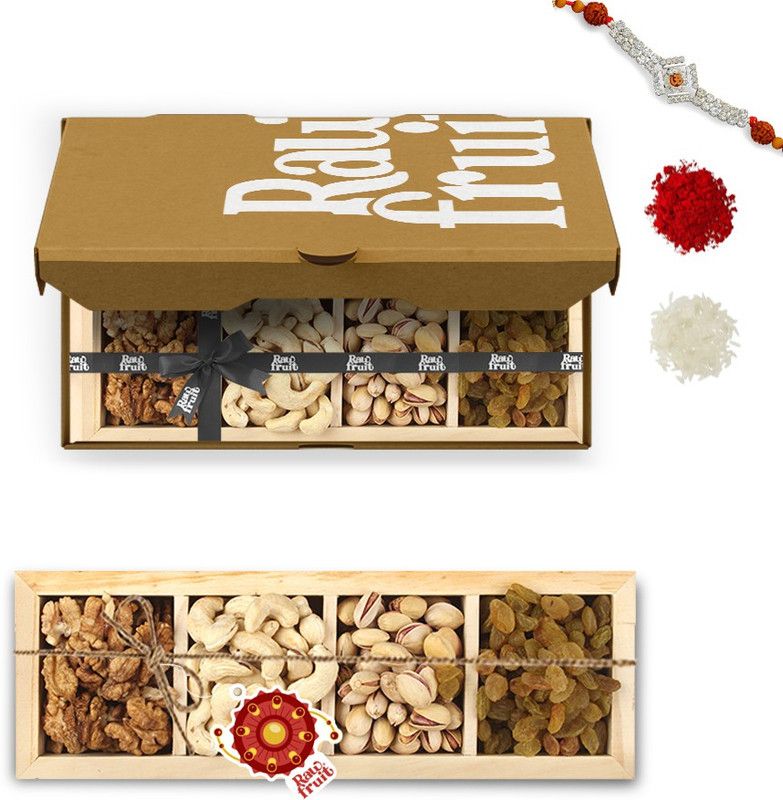 HyperFoods RawFruit Nut Mania 4 Dry Fruit Combo Wooden Gift Box | Premium Dried Fruit Berries Combo Gift Pack with Greeting Card | Sorry Note Card Apology Gift for Boyfriend Girlfriend Wife Husband  (750 g)