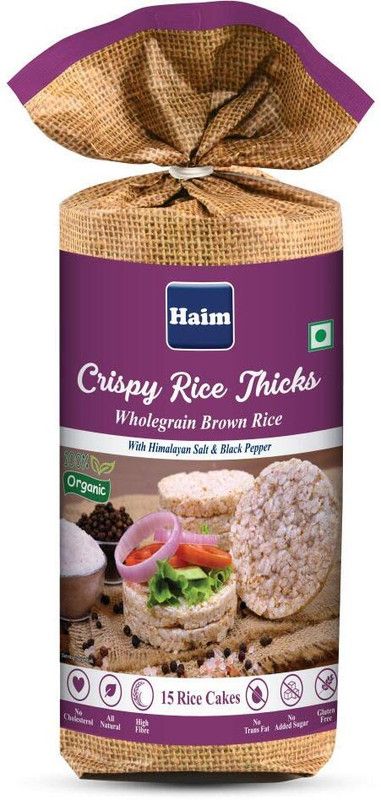 Haim Organic Crispy Rice Thicks Wholegrain Brown Rice Cake with Himalayan Salt & Black Pepper High Fiber  (110 g)