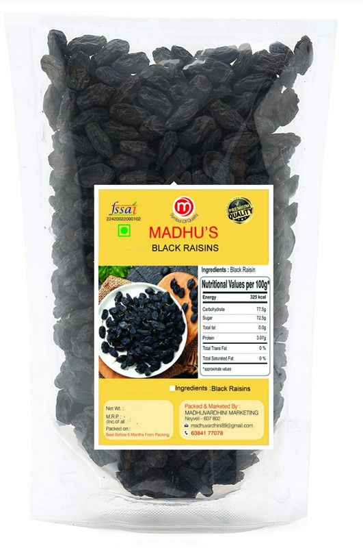 Madhus black raisins 500gm / raisins 500gm Raisins  (500 g)