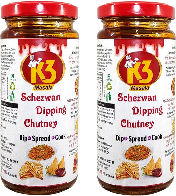 K3 Masala Schezwan Dipping Chutney Dip/Spread/Cook 250gm (Pack of 2) Dip  (500 g)