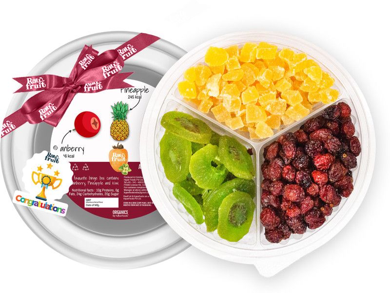 HyperFoods Box Congratulations Dry Fruit Combo Pack of 3 Premium Dry Fruits and Nuts Pineapple Diced Kiwi Diced Cranberry Whole | Congratulations Best Wishes Dry Fruit Gift Pack and Gift Hampers for Colleagues & Friends Assorted Fruit  (350 g)