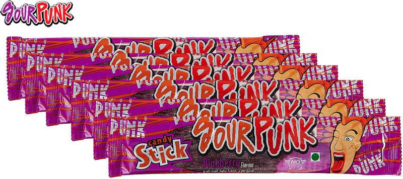 Sour Punk Candy Stick - Blueberry Flavour - 40 g | Chewy Flavoured Candy (Pack of 6) (Imported) Blueberry Candy Sticks  (6 x 40 g)