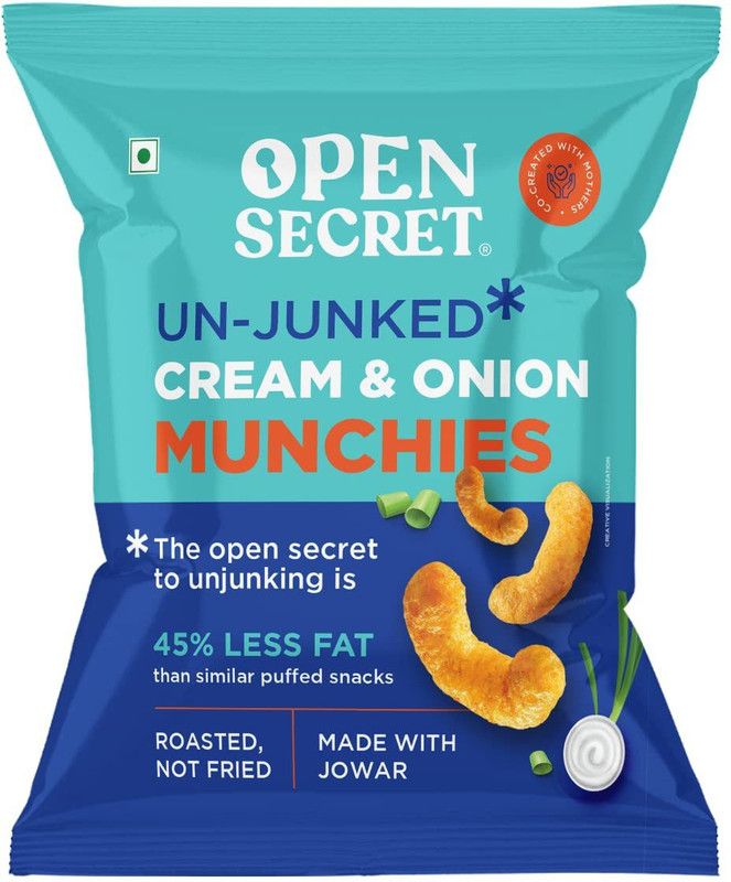 OPEN SECRET Healthy Puffed Snacks - Cream n Onion | No Added Maida | Baked|Pack of 20| 400g  (20 x 20 g)