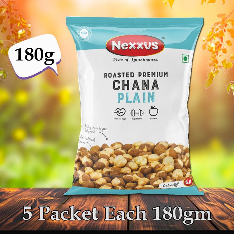 nexxus Plain Chana - Roasted Plain Chana Combo Pack 900g (5x180g Each)  (5 x 180 g)