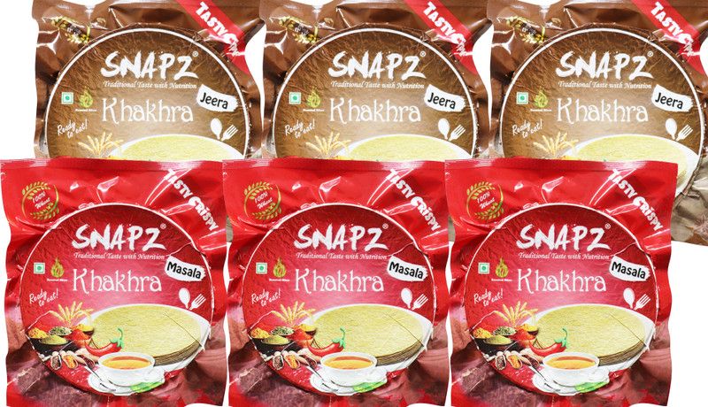 SNAPZ Khakhra Pack of 6, 200 GM Each (Methi and Jeera)  (6 x 0.2 kg)
