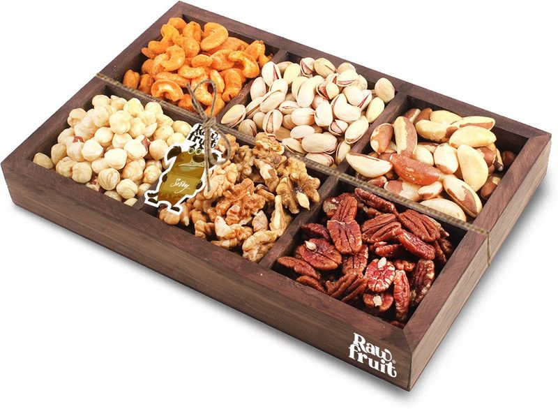 HyperFoods RawFruit Premium 6 Dry Fruit Combo Dark Wood Gift Box | Premium Dried Fruit Berries Combo Gift Pack with Greeting Card | Sorry Note Card Apology Gift for Boyfriend Girlfriend Wife Husband  (1200 g)