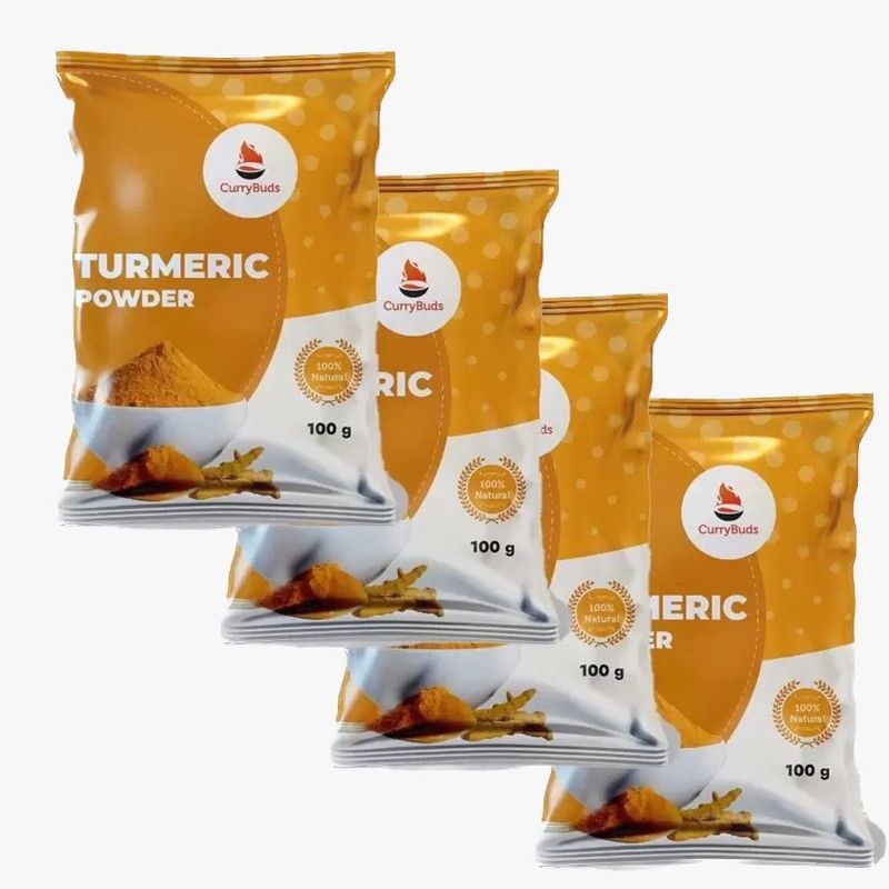 CurryBuds Pure and Natural Turmeric Powder Combo (Pack of 4) Haldi Powder | No Preservatives, No Adulteration (100g x 4)  (4 x 100 g)