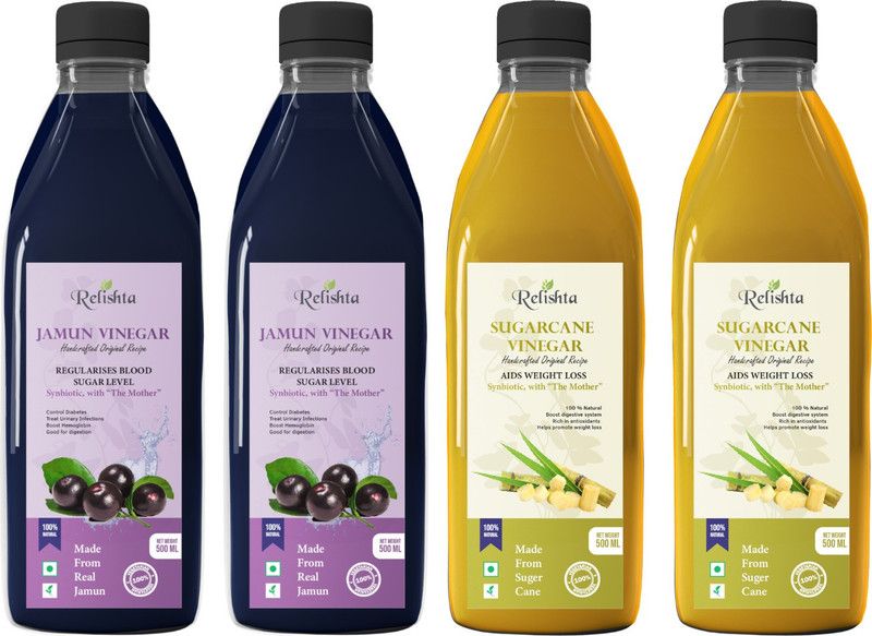 Relishta Jamun & Sugarcane Vinegar with Mother Vinegar (Pack of 4) Vinegar  (4 x 500 ml)