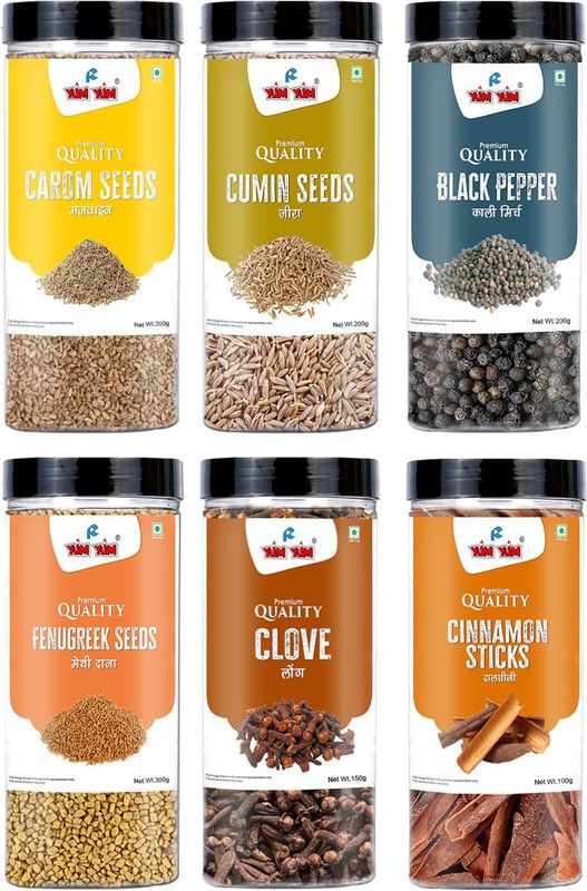 YUM YUM Whole Spice Combo 1150g (Ajwain, Jeera, Kalimirch, Methi Dana, Laung, Dalchini)-  (6 x 191.67 g)