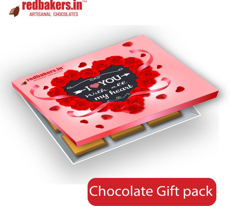 redbakers.in I Love You with all my heart Belgian Chocolate Gift Box Truffles, Crackles  (12 x 12.5 g)