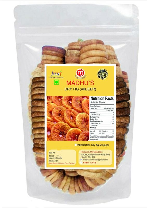 Madhus MFig/anjeer/ fig 1kg/dry fruits Figs  (2 x 0.5 kg)