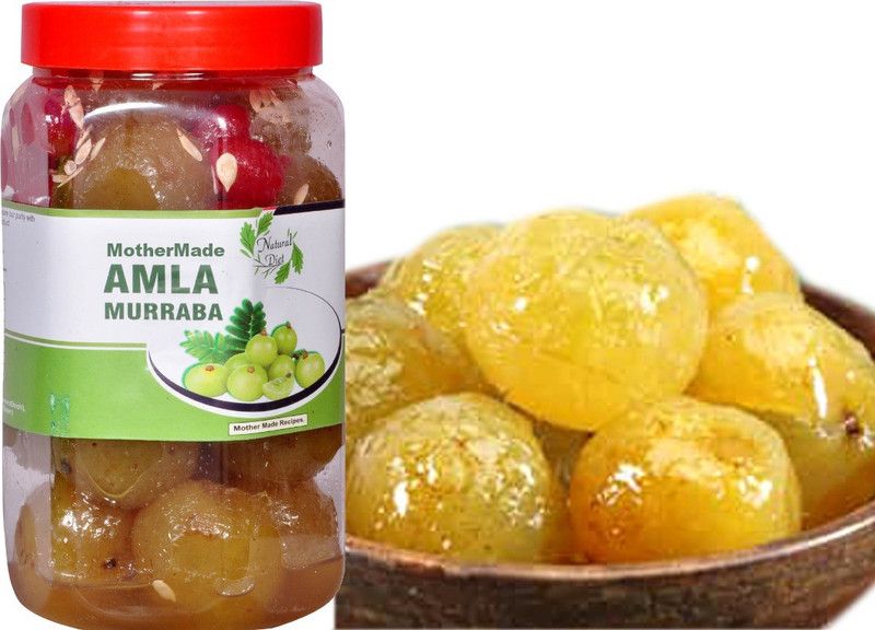 Natural Diet Premium Quality Organic Mothermade Amla Murabba (Marmalade) with Almond (Badam) (Ingredient: Fenugreek Red Karonda Cherry Muskmelon Seeds Clove Elam Crystals Cardamom/Elichie) 1Kg Amla Murabba  (1 kg)